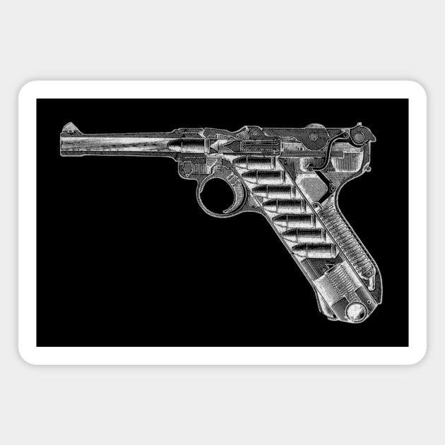 Luger Diagram (white) Magnet by Big Term Designs